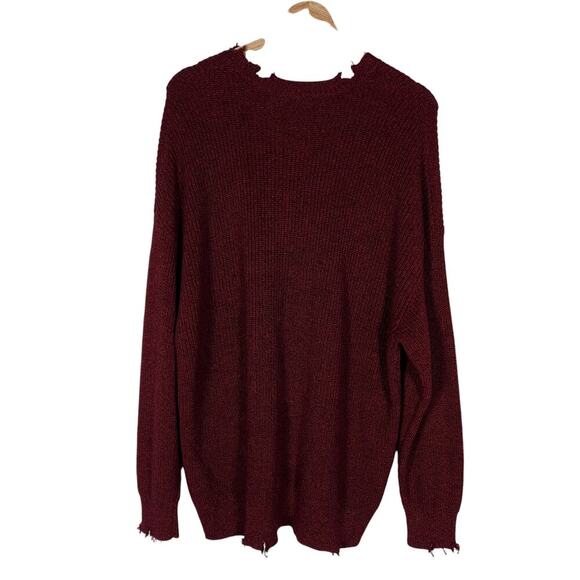 Pistola Womens Distressed Sweater XL Cherry Red Knit Oversized Edgy Streetwear - Picture 7 of 15